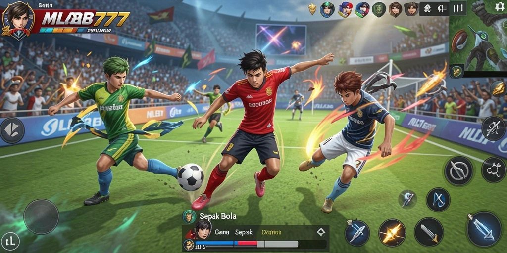 Tampilan antarmuka MLBB777 yang menarik dengan semua fitur sepak bola.